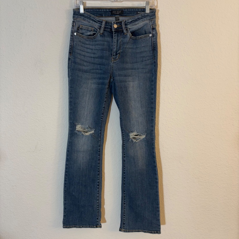 Judy Blue Bootcut Jeans Size 5/27 Blue Distressed Medium Wash